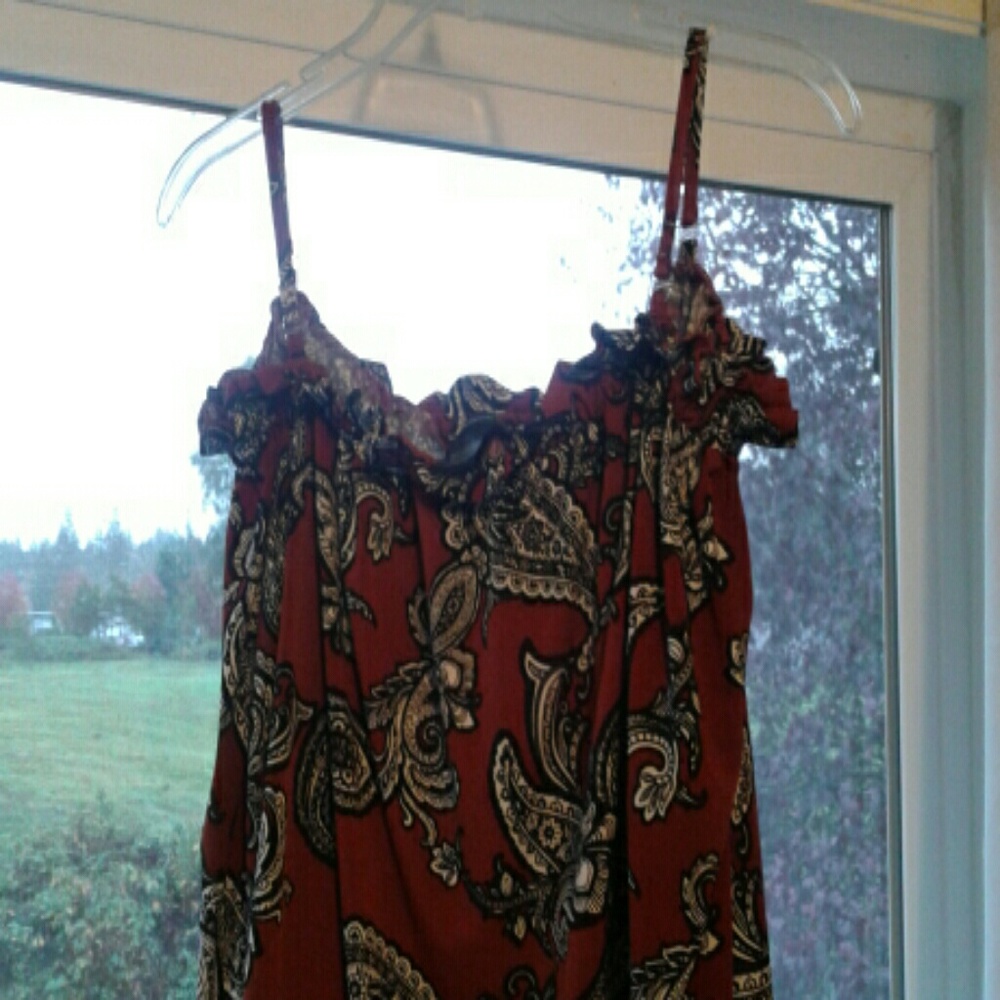 INC Rust/Black Ruffle-Neck Blouse,Like New - Picture 6 of 6